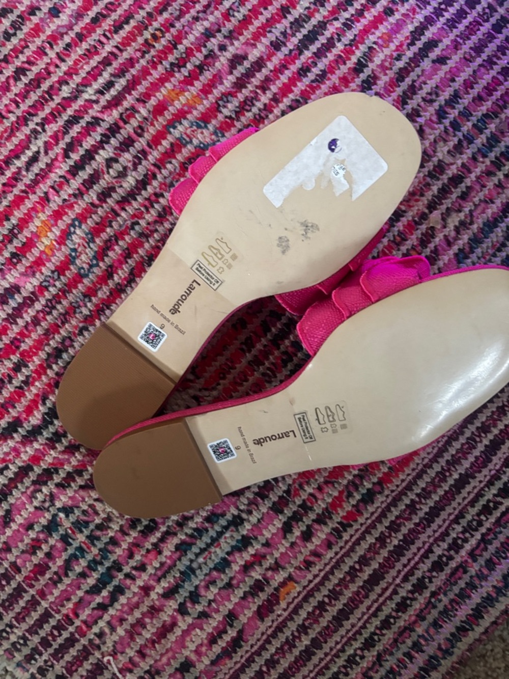 Larroude Fuchsia Ruffle Slide Sandals - Picture 4 of 6